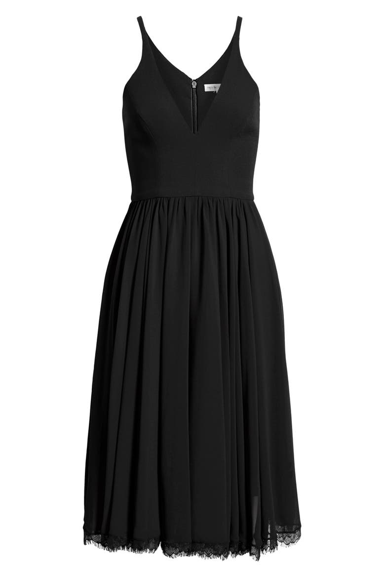 Alicia Mixed Media Midi Dress, Alternate, color, BLACK