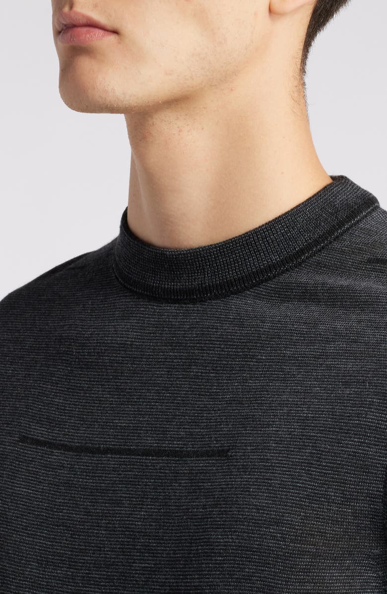 Robert Barakett Albany Broken Stripe Wool Crewneck Sweater, Alternate, color, Grey