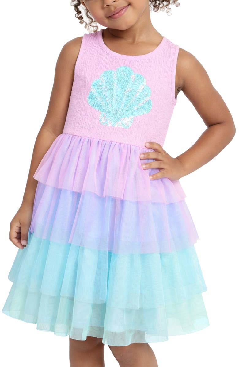 Zunie Kids' Sequin Seashell Tutu Dress, Alternate, color, 