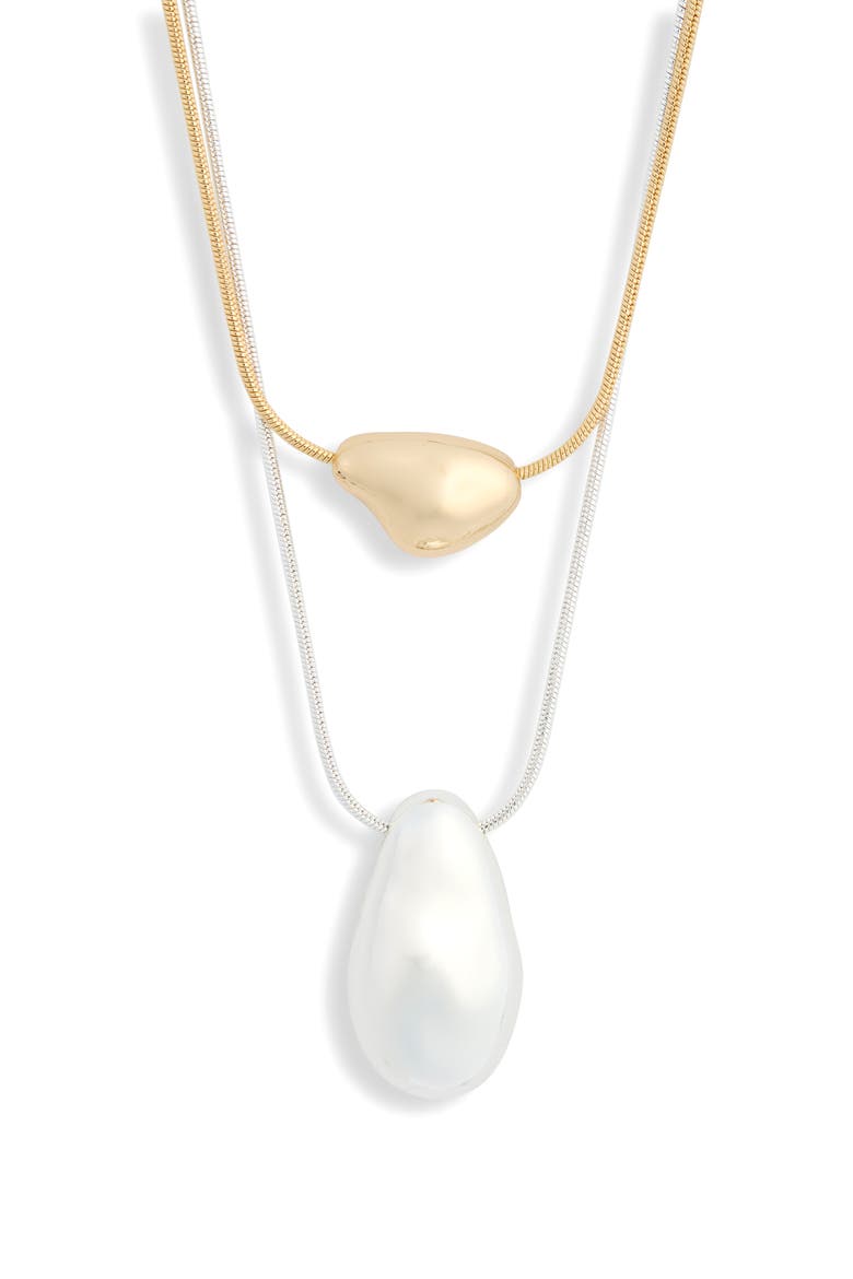 Two-Tone Layered Pendant Necklace, Main, color, GOLD- SILVER