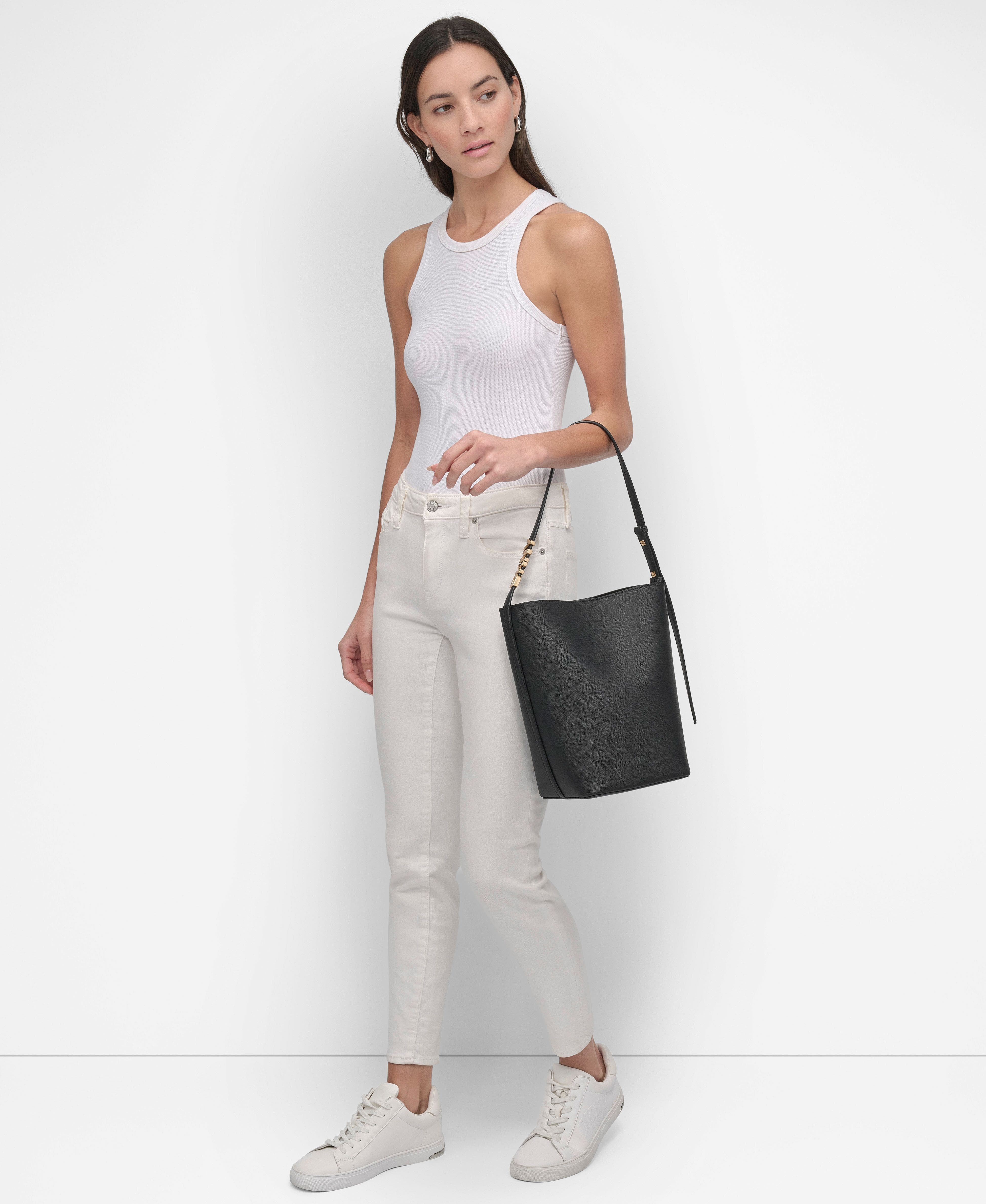DKNY Avril Bucket Bag, Alternate, color, Black/Gold