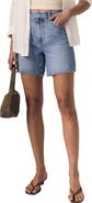 LE JEAN Frida High Waist Mid Thigh Denim Shorts