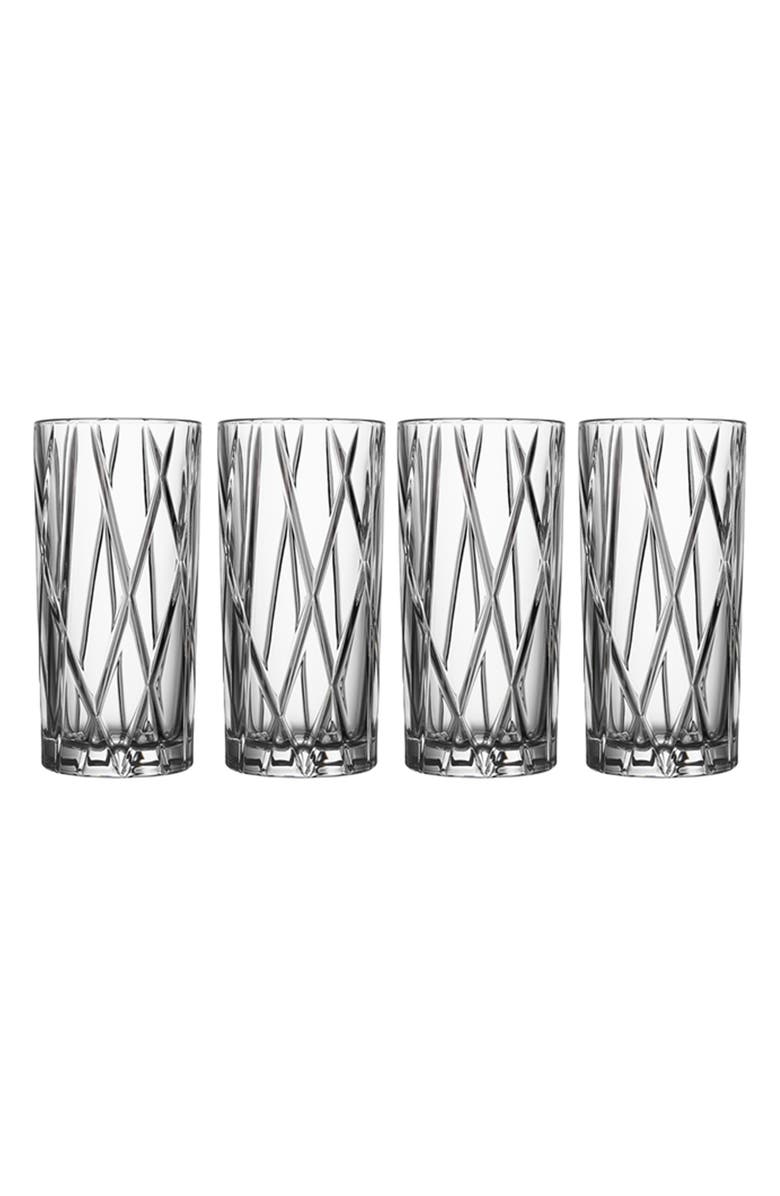 Orrefors City Set of 4 Crystal Highball Glasses, Main, color, Clear
