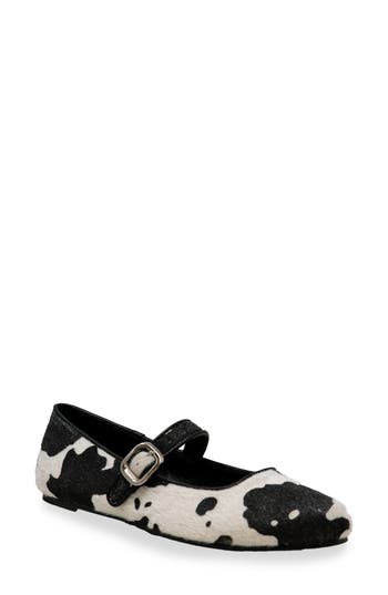 Chase & Chloe Chase And Chloe Meli Faux Fur Mary Jane Flat In Black