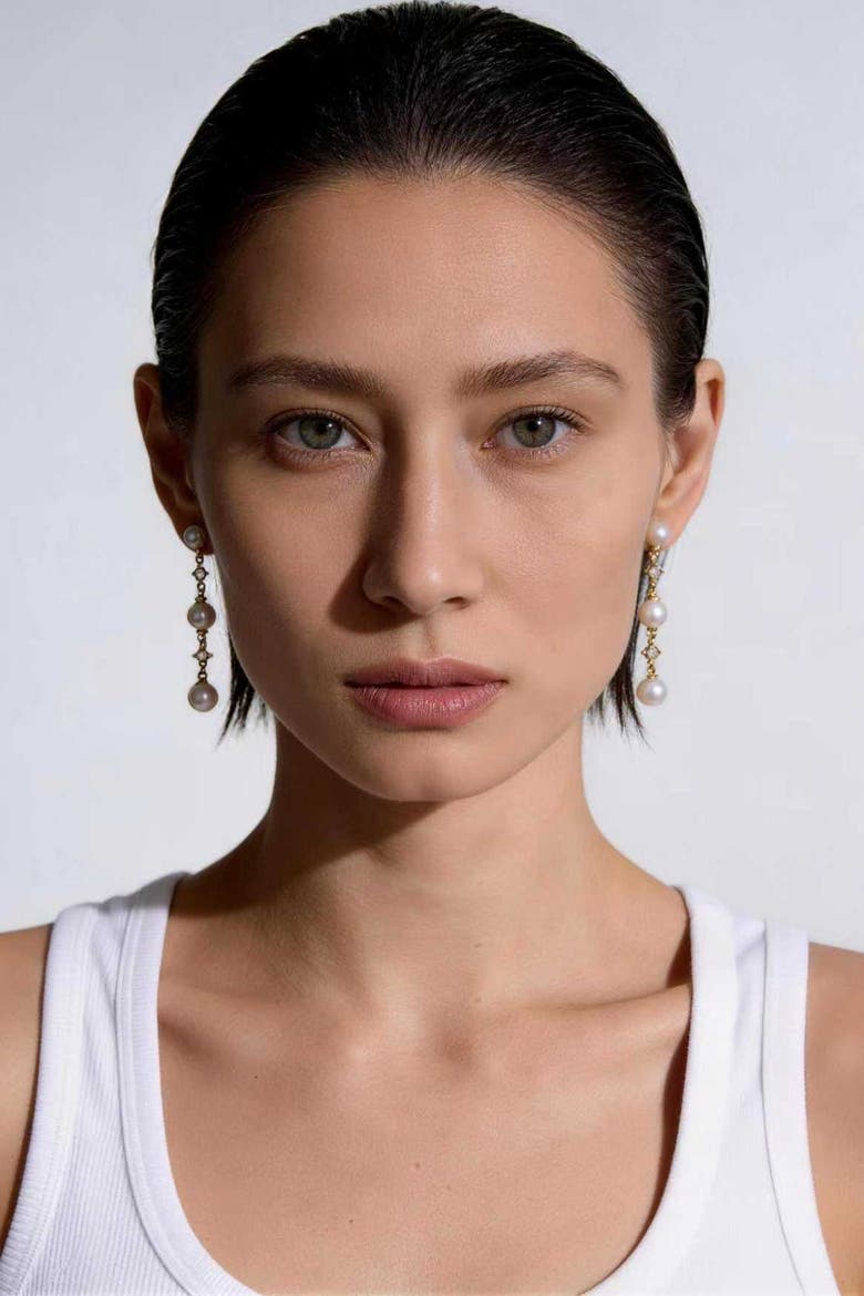 Juliette Pearl Drop Earrings, Alternate, color, Gold