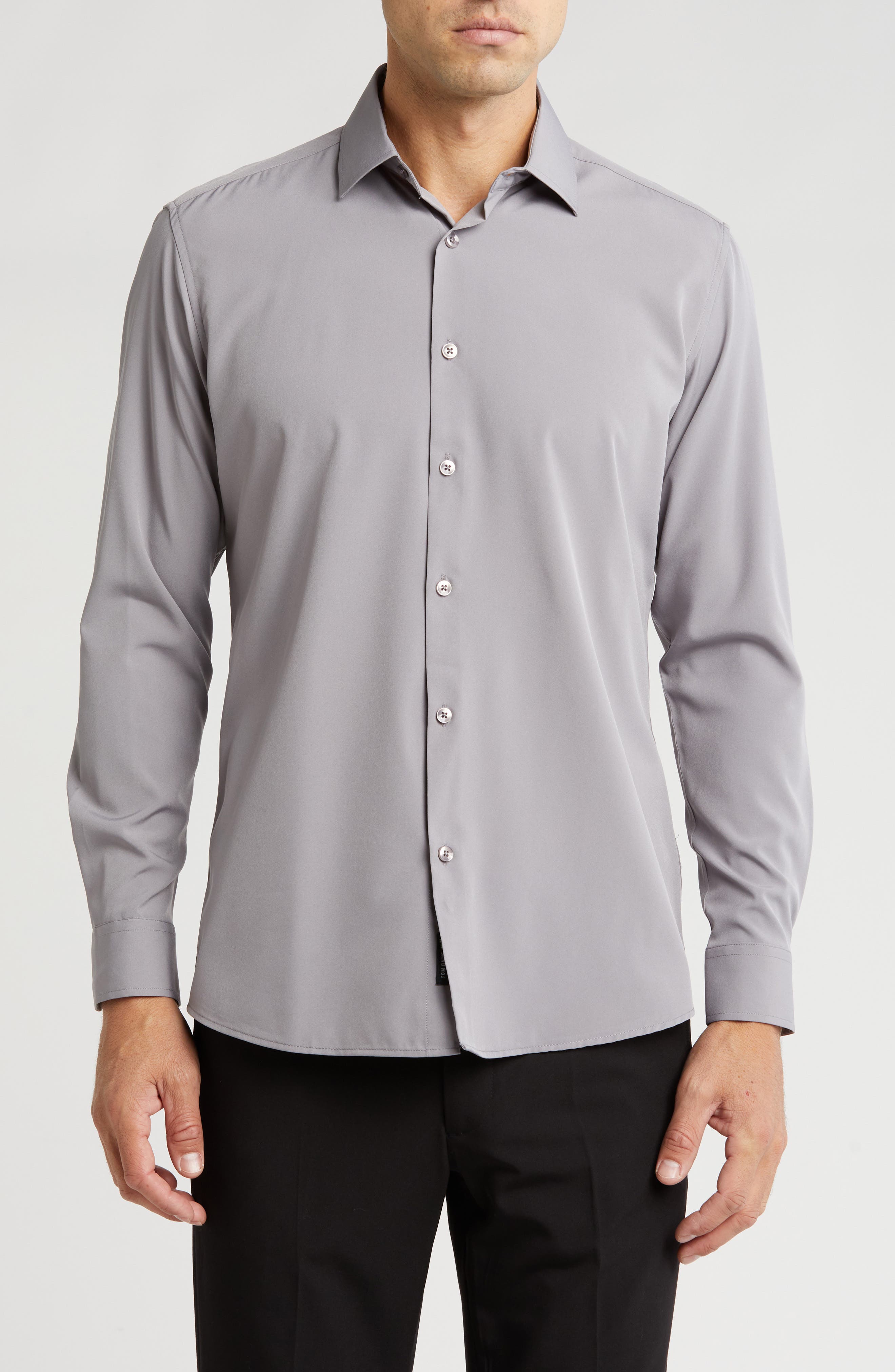 TOM BAINE Slim Fit Solid Wrinkle Resistant Performance Stretch Button-Up Shirt