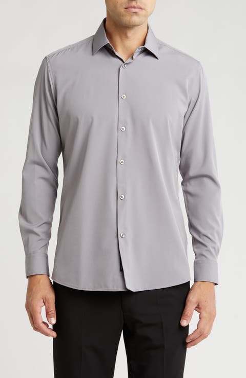 Slim Fit Solid Wrinkle Resistant Performance Stretch Button-Up Shirt