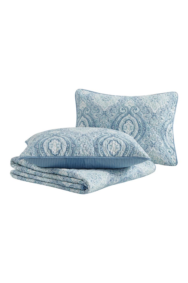 Turtle Cove Cotton Quilt & Sham Set, Main, color, CARIBBEAN BLUE