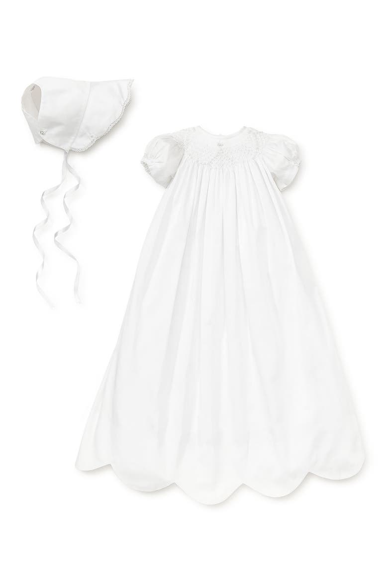 Caroline Christening Gown & Bonnet Set, Main, color, WHITE