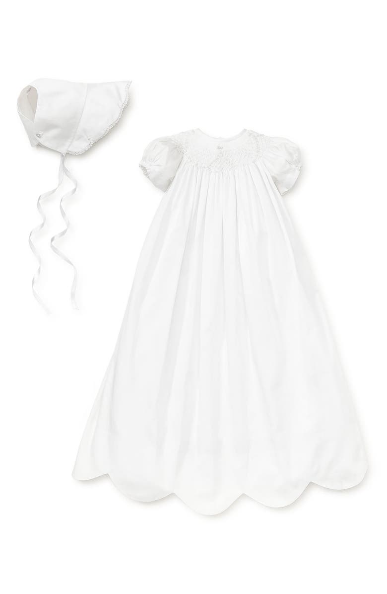 Kissy Kissy Caroline Christening Gown & Bonnet Set, Main, color, White