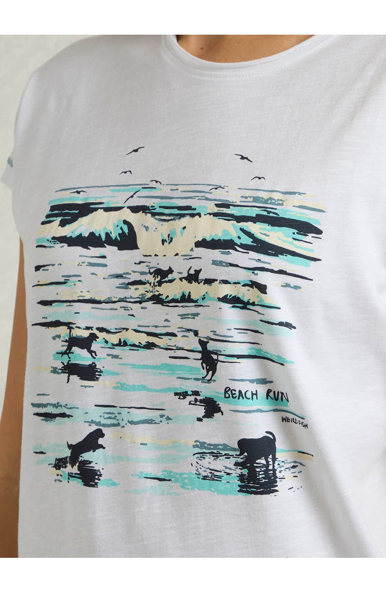 Weird Fish Beach Run Front Print Graphic T-Shirt, Alternate, color, White