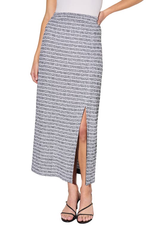 Ming Wang Heritage Fit Textured Knit Maxi Skirt In Black/white
