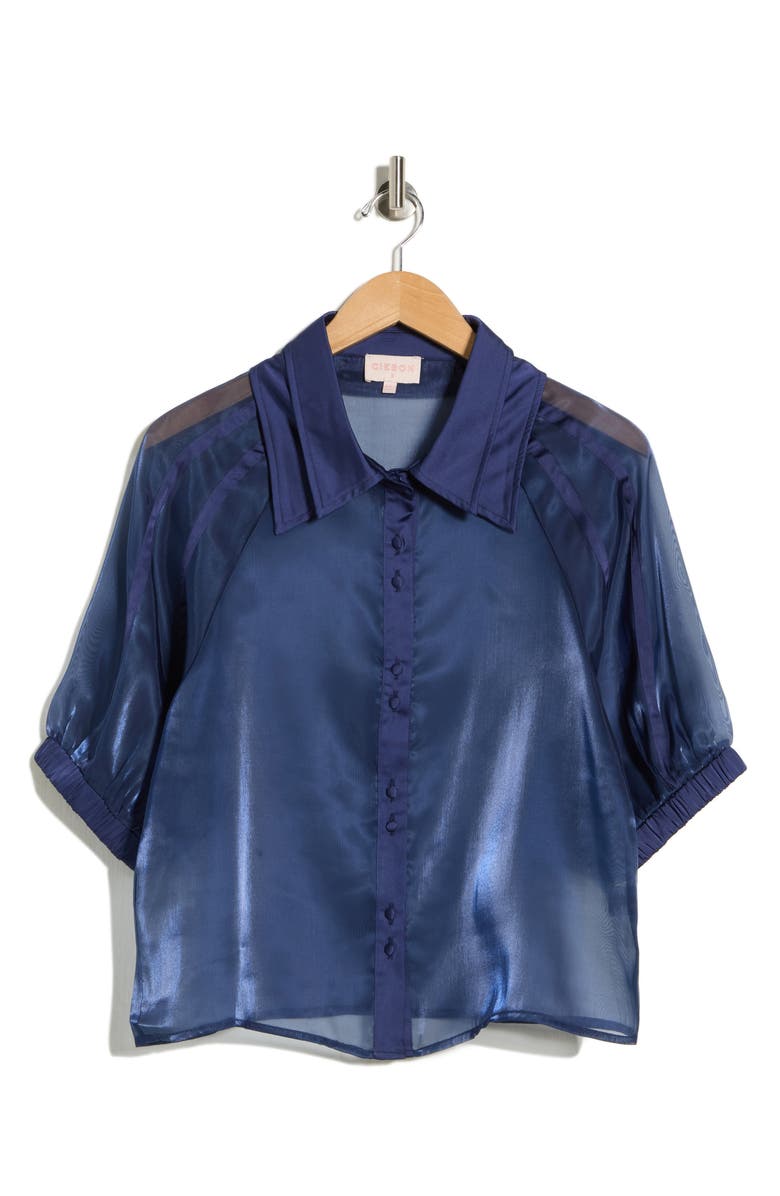 CIEBON Vassana Button Up Top, Alternate, color, Navy