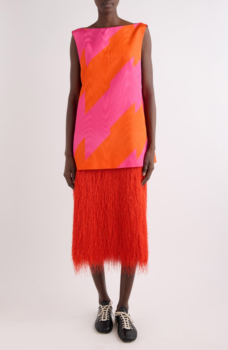 Dries Van Noten Dabel Broken Stripe Moiré Top, Alternate, color, Fuchsia