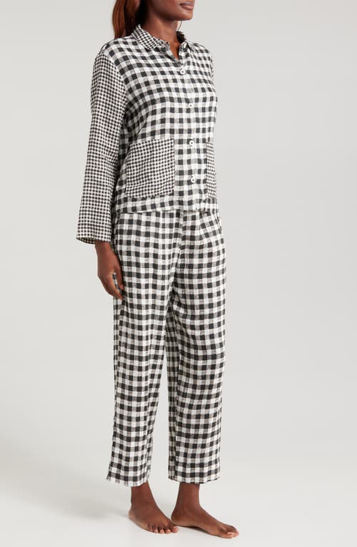 Desmond & Dempsey Long Sleeve Linen Pajamas In Multi