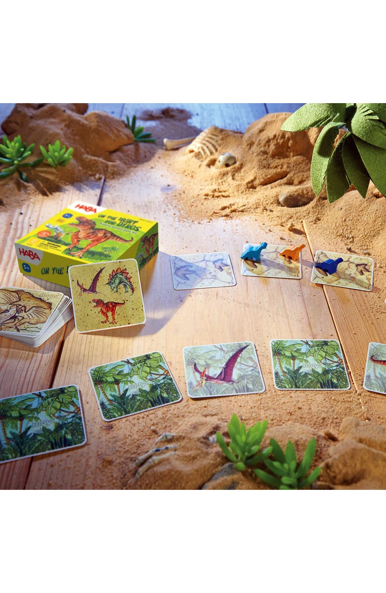 HABA On the Hunt for Dinos Mini Game - Perfect Dinosaur Toys & Fun Family Board Games for Kids 5+, Ideal Kids Travel Games, Alternate, color, Multi