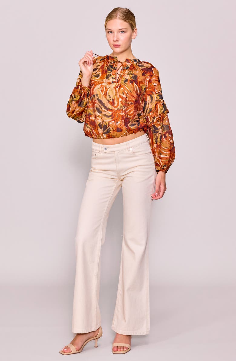 MELLODAY Print Woven Top, Alternate, color, Rust Multi