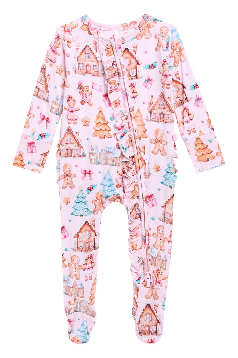 Kids' Ruffled Zip Footie, Main, color, PINK