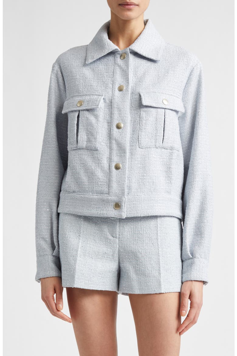 Tweed Snap Jacket, Main, color, 130 SKY BLUE
