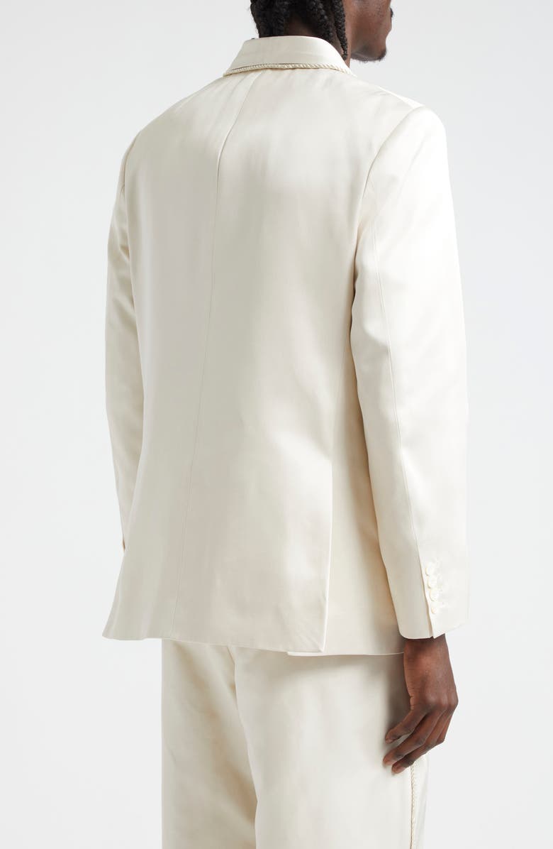 Bode Shawl Collar Silk Twill Tuxedo Jacket, Alternate, color, Ecru