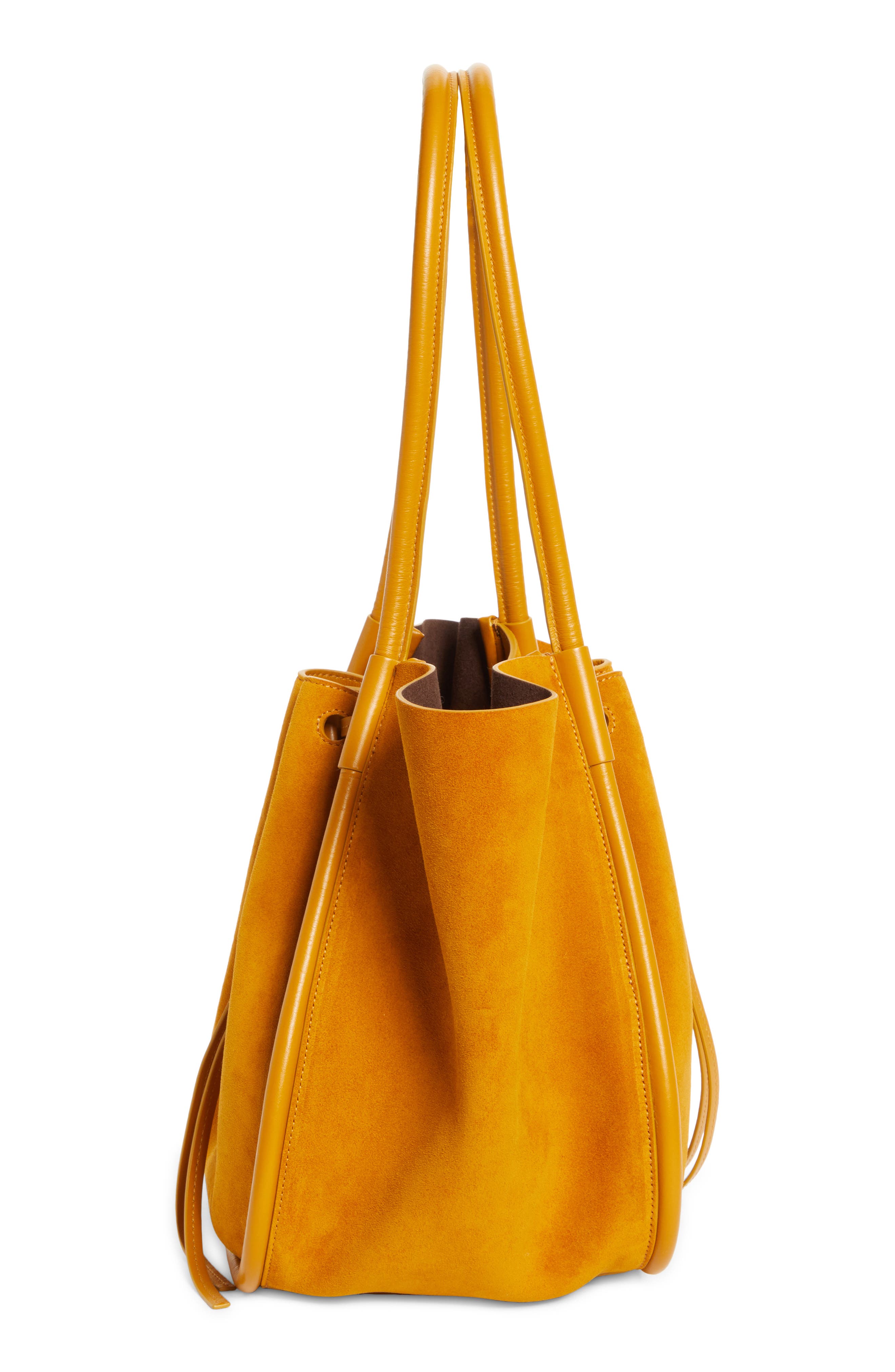 Proenza Schouler Large Ruched Suede Tote, Alternate, color, Honey