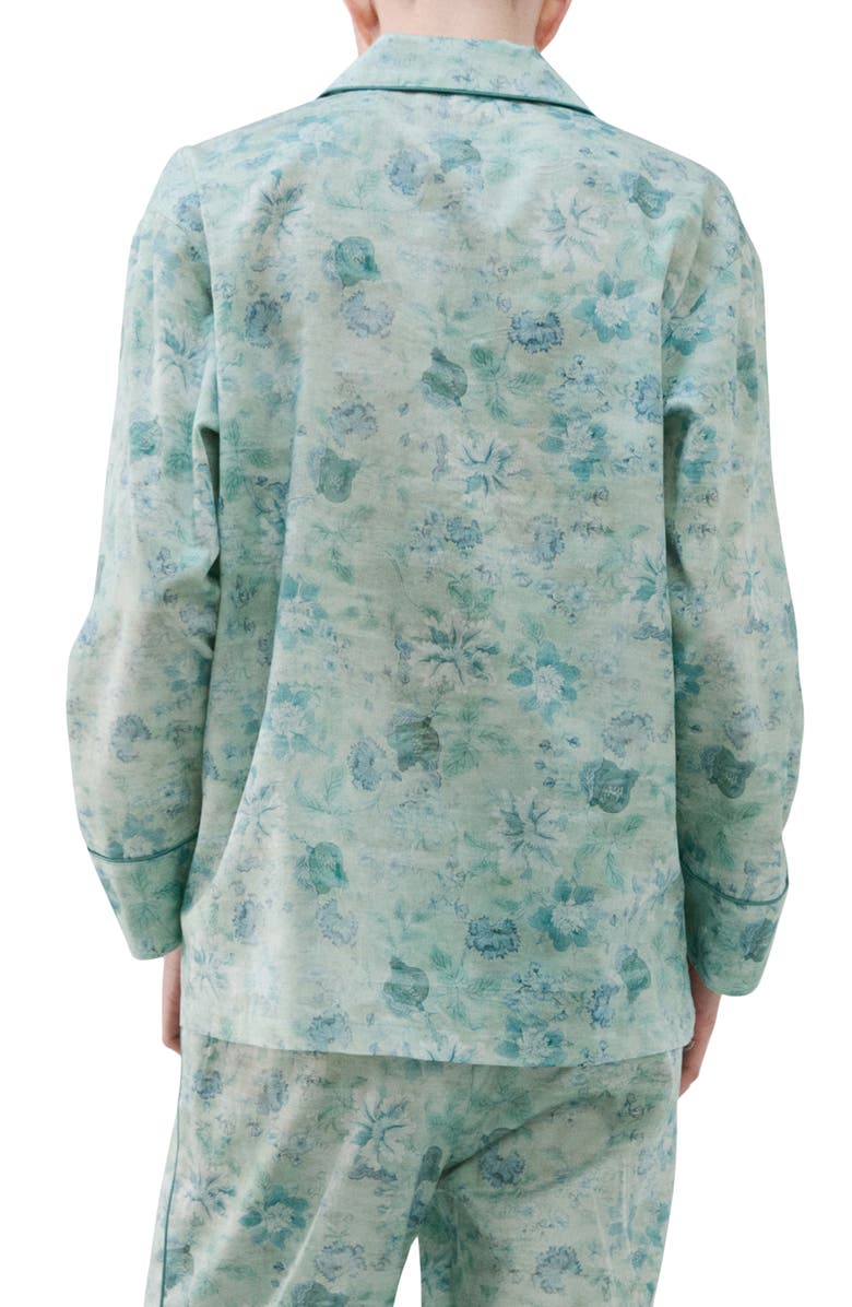 MANGO Relaxed Fit Cotton Pajama Top, Alternate, color, Mint Green