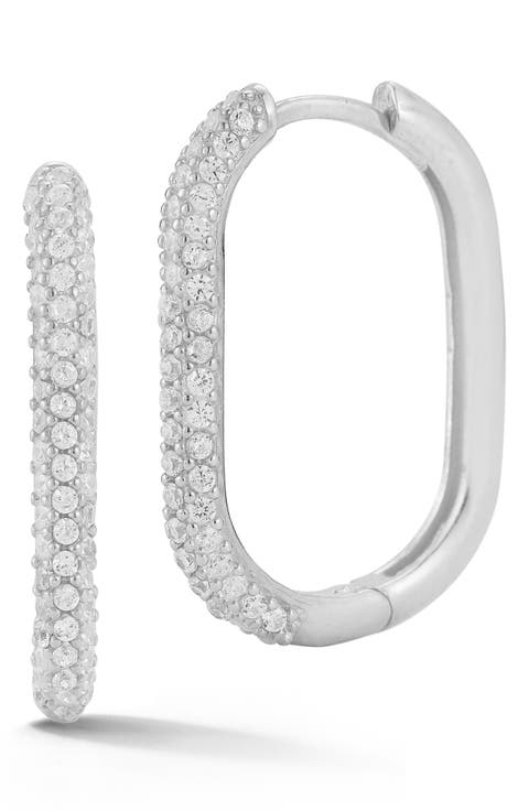 Pavé Oval Hoop Earrings