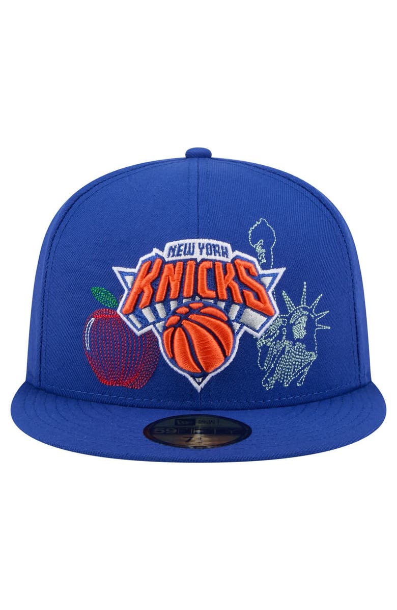 New Era Men's New Era Blue New York Knicks State Stitch 59FIFTY Fitted Hat, Alternate, color, 