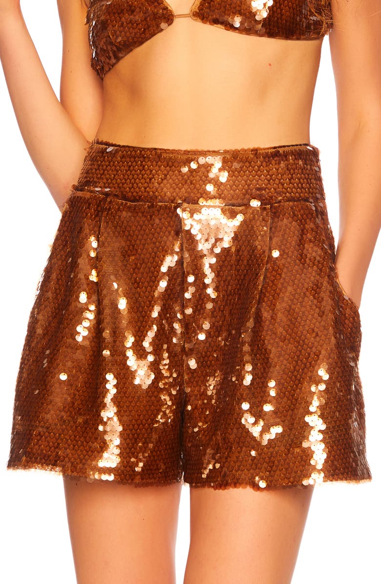 Susana Monaco Sequin Semisheer Shorts, Alternate, color,