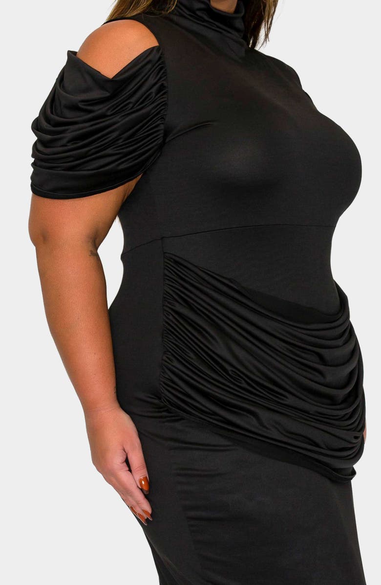 L I V D Seraphina Cold Shoulder Ruched Maxi Dress, Alternate, color, Black