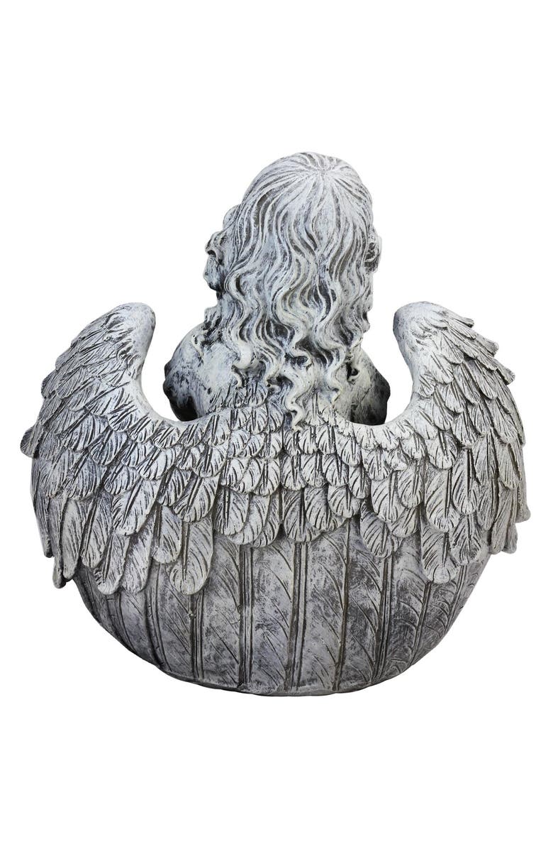 Northlight Angel Child Wrapped in Wings Outdoor Garden Statue - 16", Alternate, color, Gray