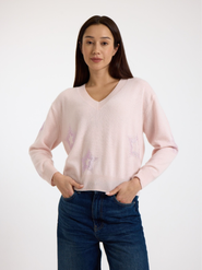 Brodie Pure Cashmere Star Dust Long Sleeve V-Neck Jumper