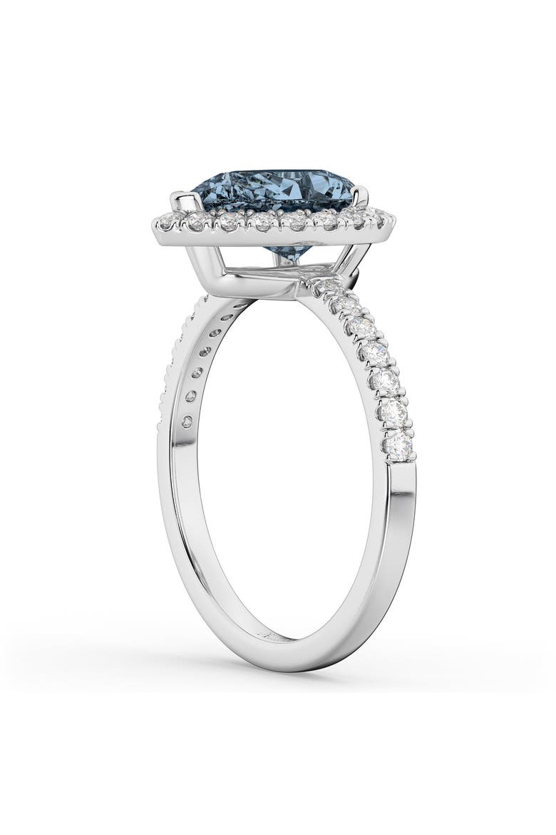 Pear Cut Halo Gray Spinel & Diamond Engagement Ring 14K, Alternate, color, 2.51ct/White Gold