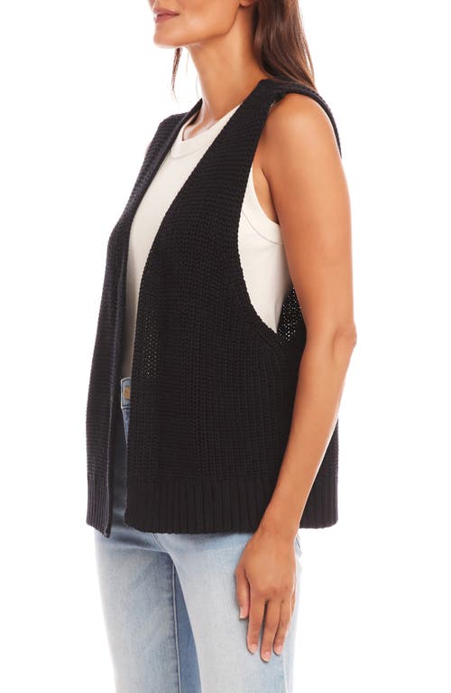 Karen Kane Open Front Cotton Sweater Vest In Black
