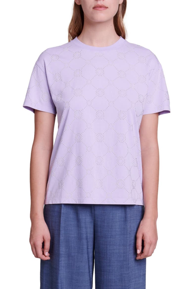 Clover Stud Cotton Crewneck T-Shirt, Main, color, PARMA VIOLET