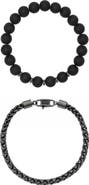 Mr. Ettika Matte Black Bead & Chain Bracelet Set