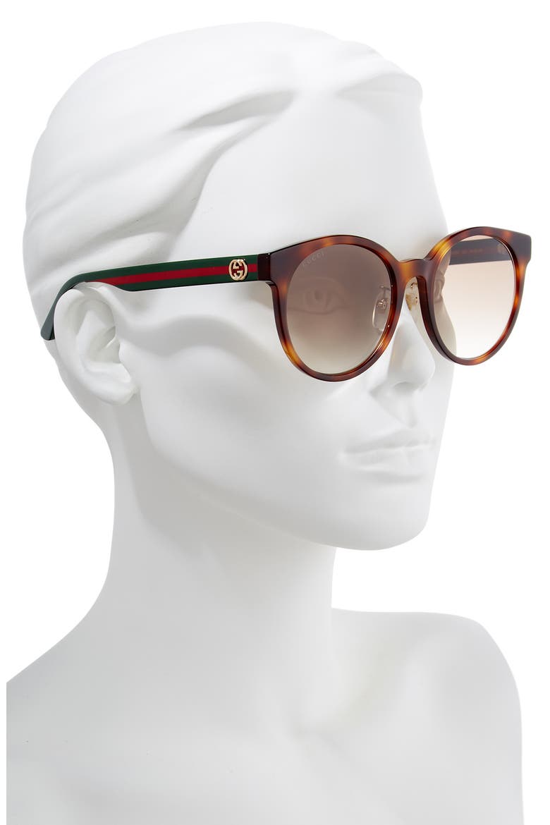 55mm Round Sunglasses, Alternate, color, HAVANA/ MULTI/ BROWN GRADIENT