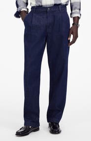 Madewell Pleated Relaxed Straight Leg Denim Pants