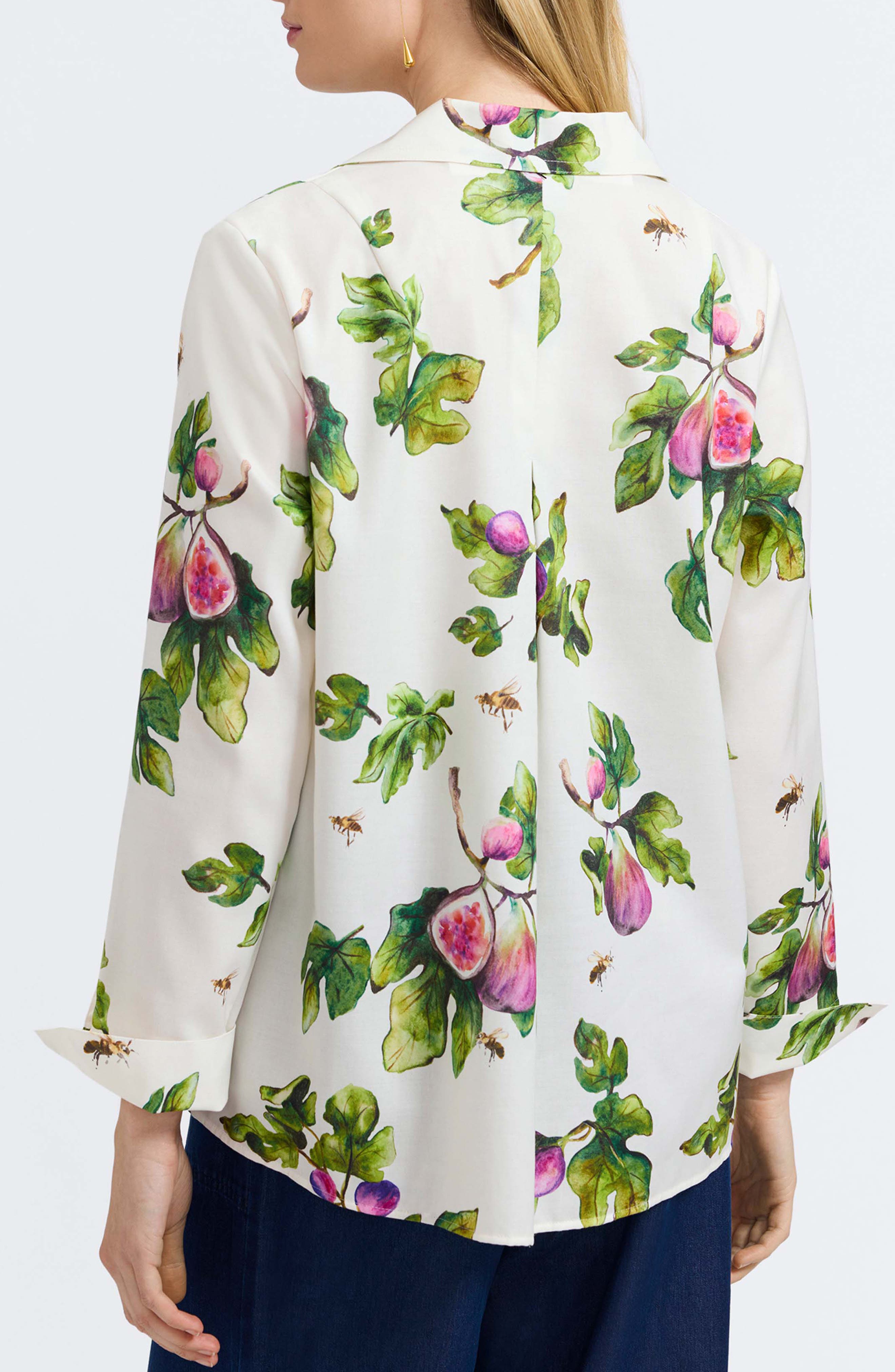 Agnes Figs Print Stretch Cotton Popover Top - image 2