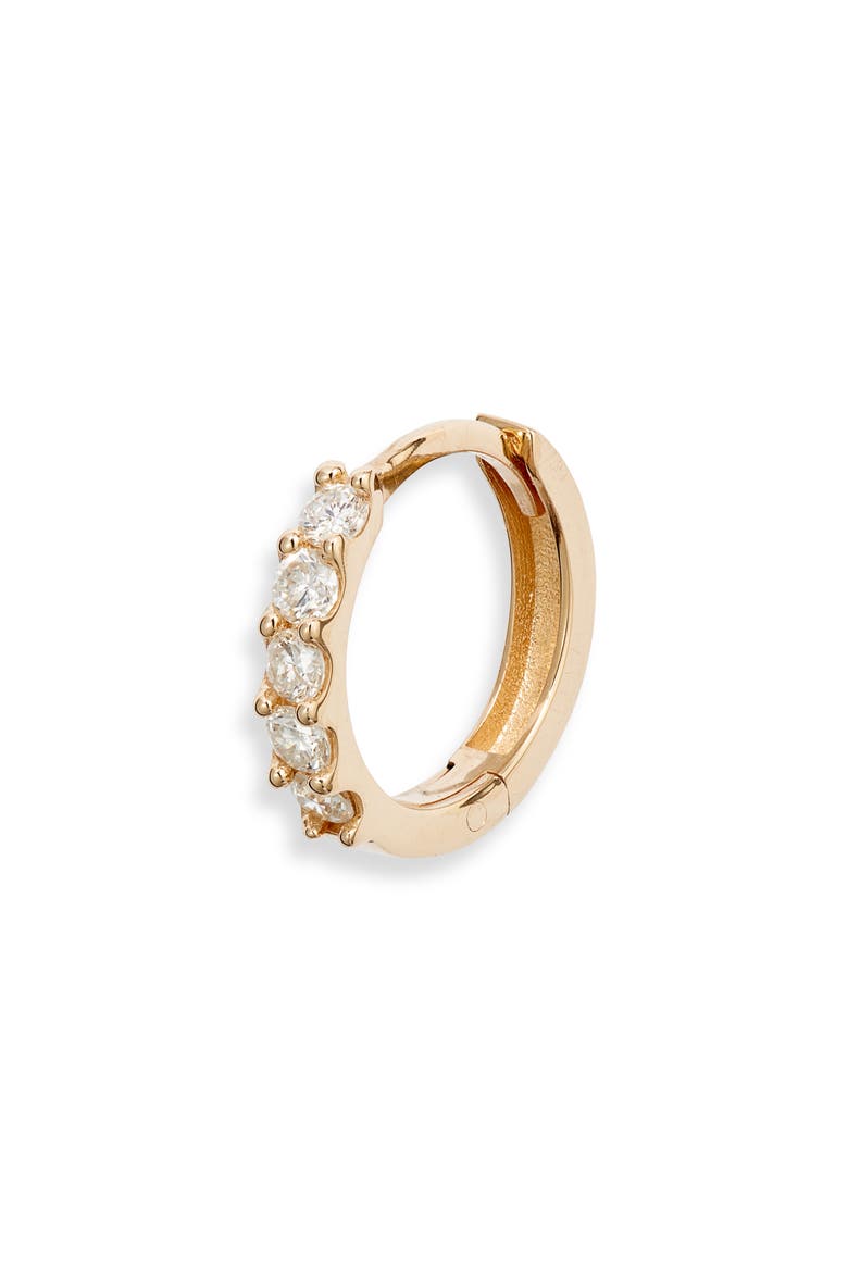 Cleo Mini Pavé Diamond Single Huggie Hoop Earring, Main, color, 0.15 CTW YELLOW GOLD/ DIAMOND