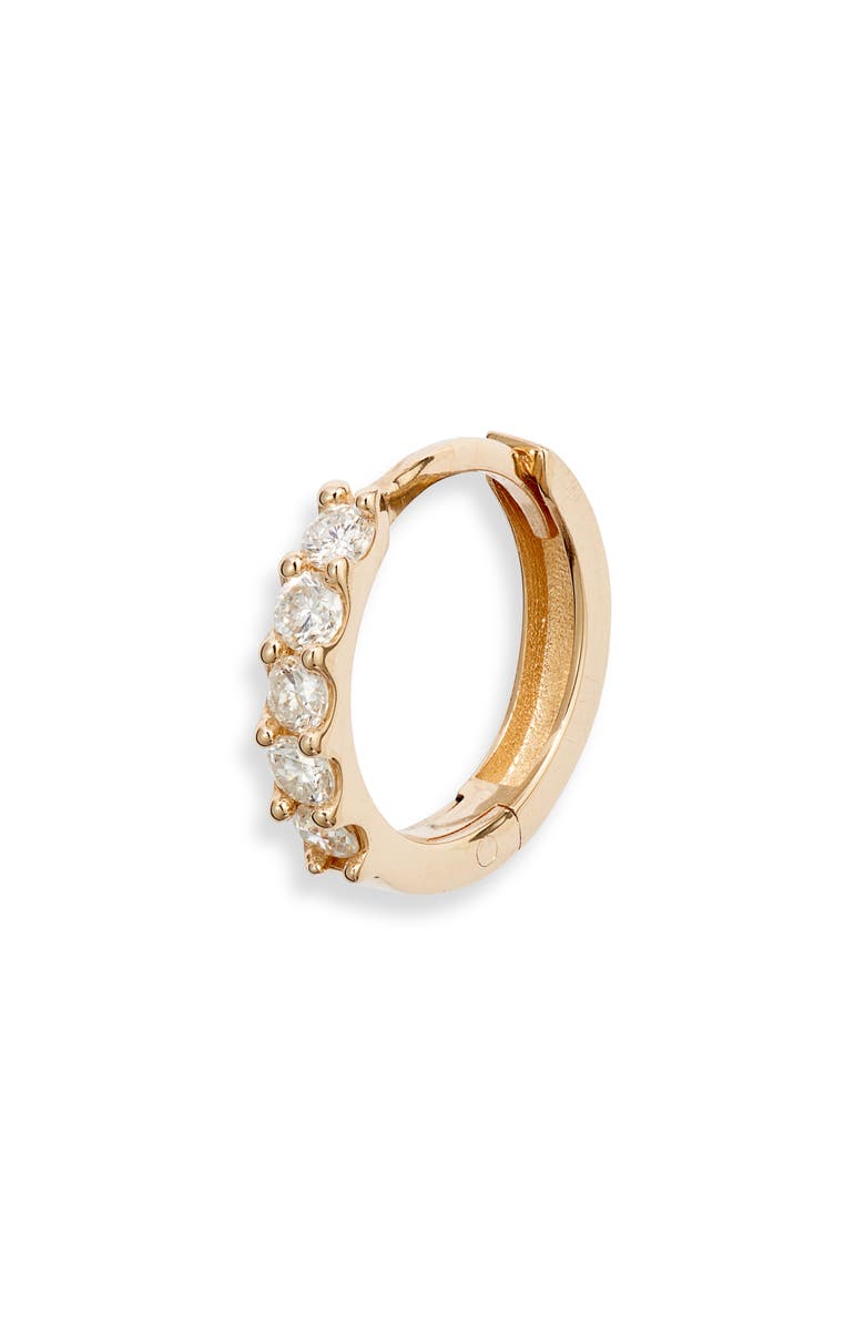 Anzie Cleo Mini Pavé Diamond Single Huggie Hoop Earring, Main, color, 0.15 Ctw Yellow Gold/ Diamond