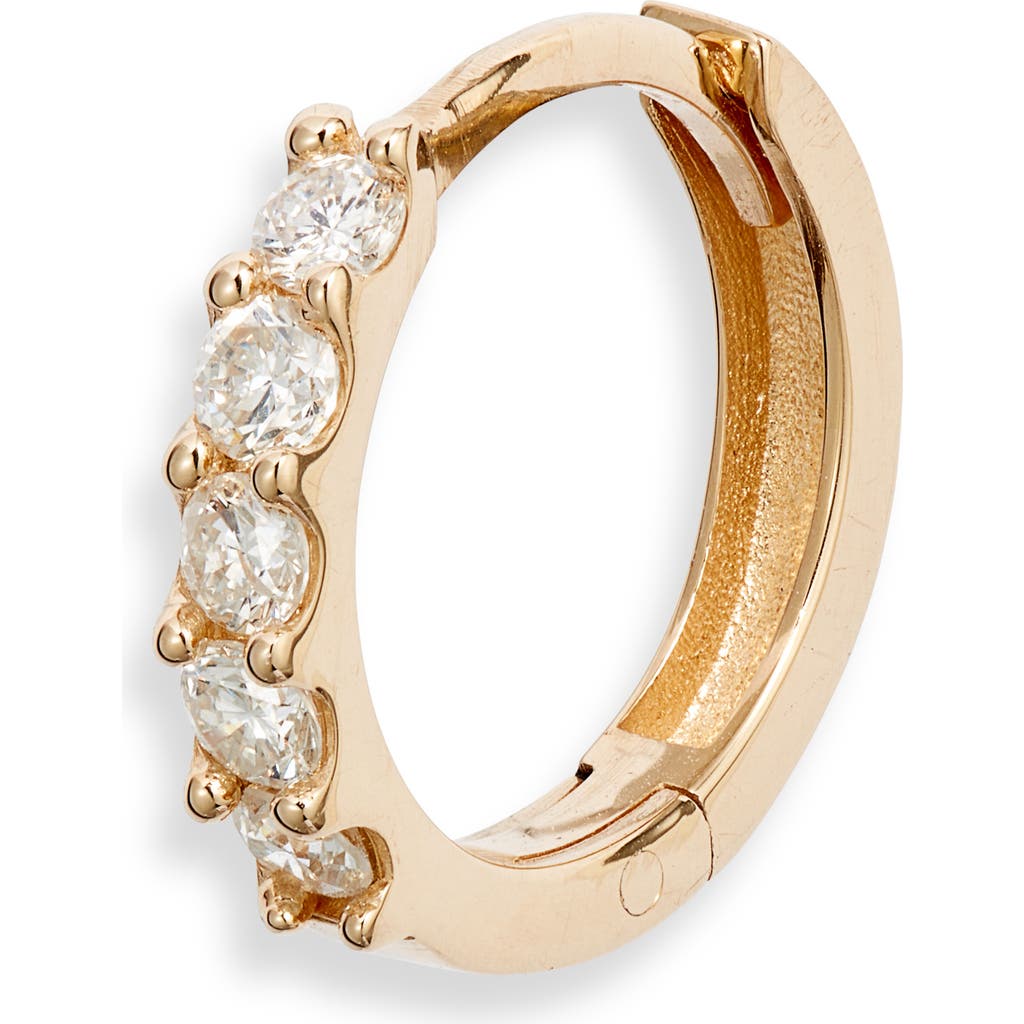 Shop Anzie Cleo Mini Pavé Diamond Single Huggie Hoop Earring In 0.15 Ctw Yellow Gold/diamond