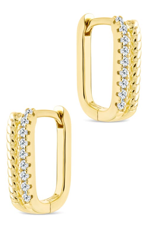 Sterling Forever Cori Cubic Zirconia Rectangular Huggie Hoop Earrings In Gold
