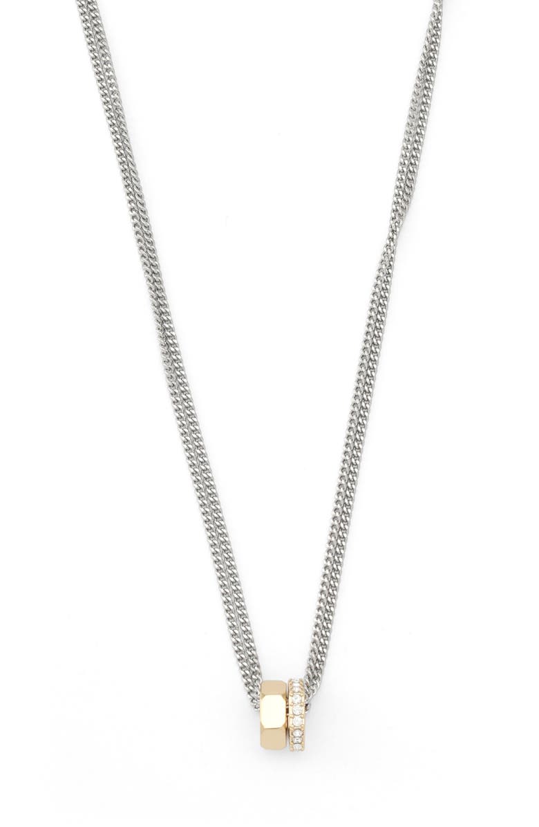 AllSaints Two-Tone Bolt Pendant Necklace, Main, color, 
