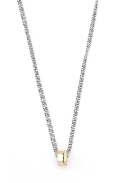 Two-Tone Bolt Pendant Necklace