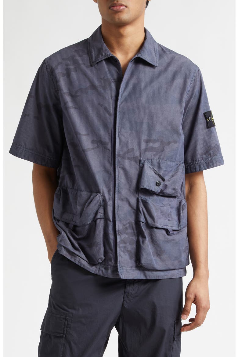 Camo Ripstop Utility Shirt, Main, color, BLUE GREY
