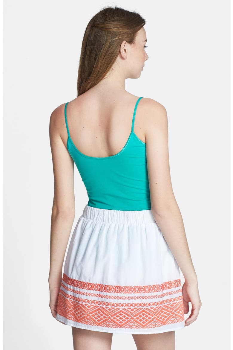 Embroidered Hem Cotton Skirt, Alternate, color, WHITE/ CORAL