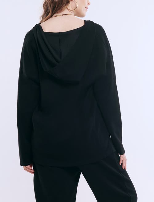 Motherhood Maternity V-neck Pullover Scuba Hoodie In Black