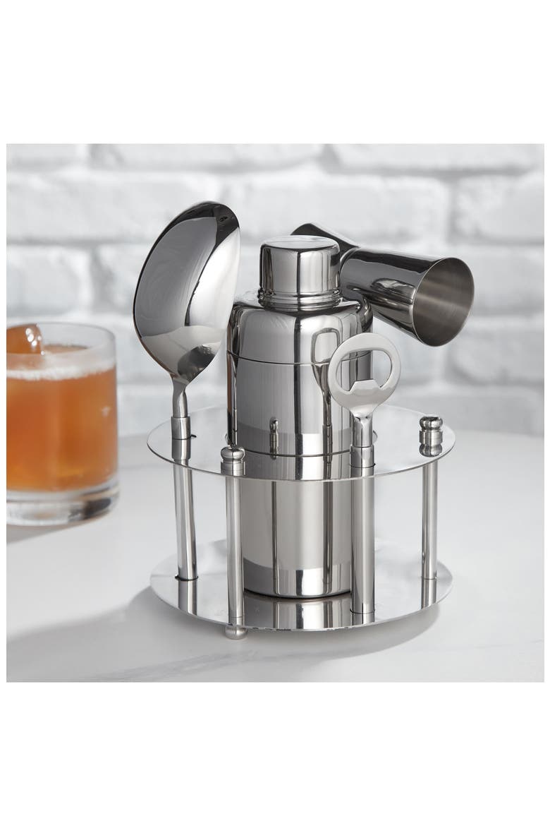 Deco Bar Tool Set, Alternate, color, SILVER
