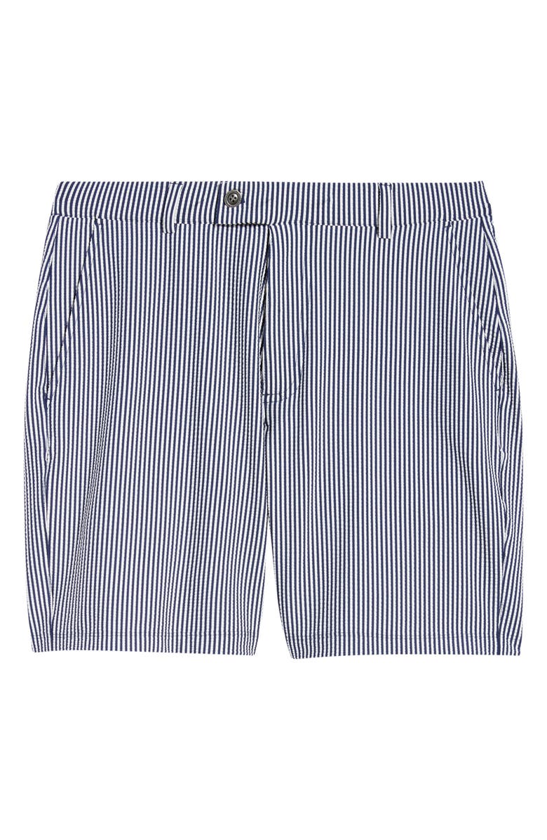 Redvanly Beeker Seersucker Shorts, Alternate, color, Midnight Navy/ Bright White